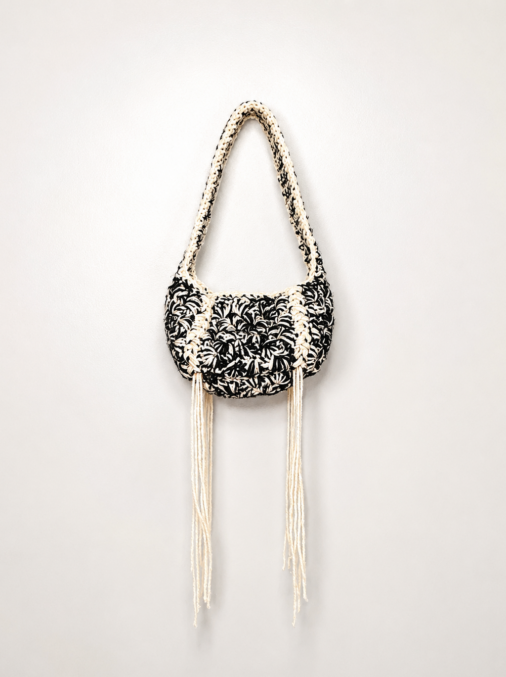 Fringe muse bag (Noir black and white)