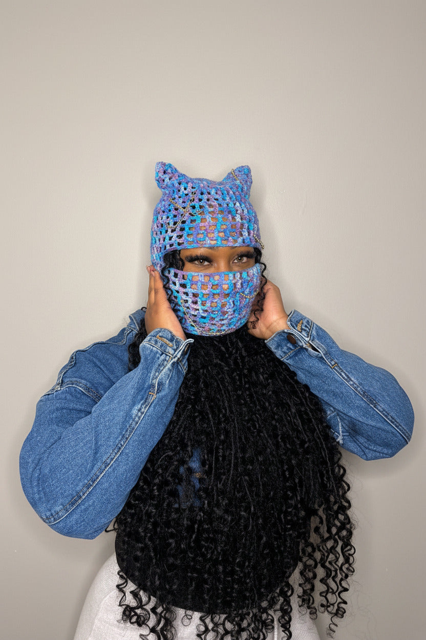 Multi color cat ear cage mask