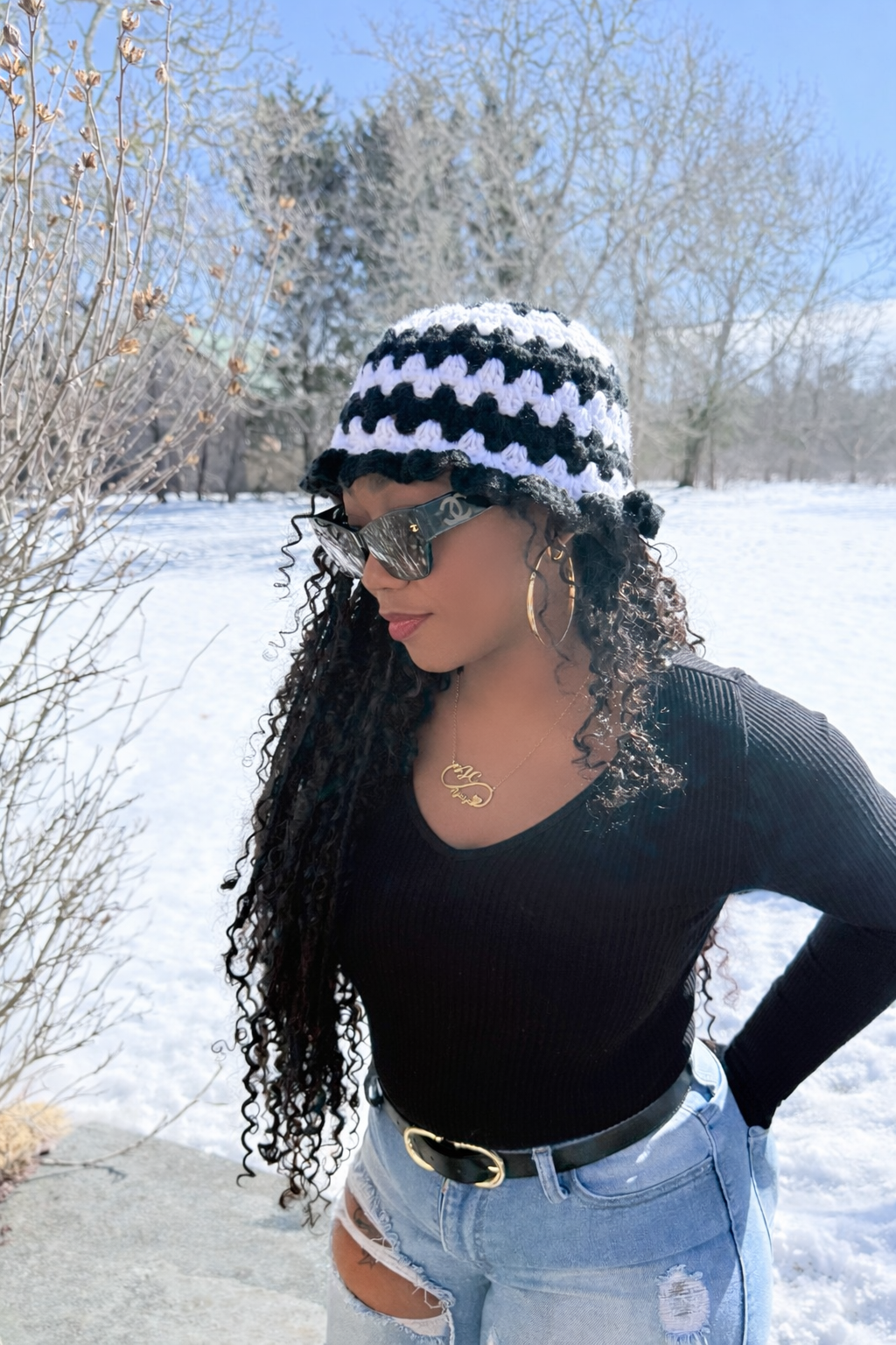 Black&white lite flare hat