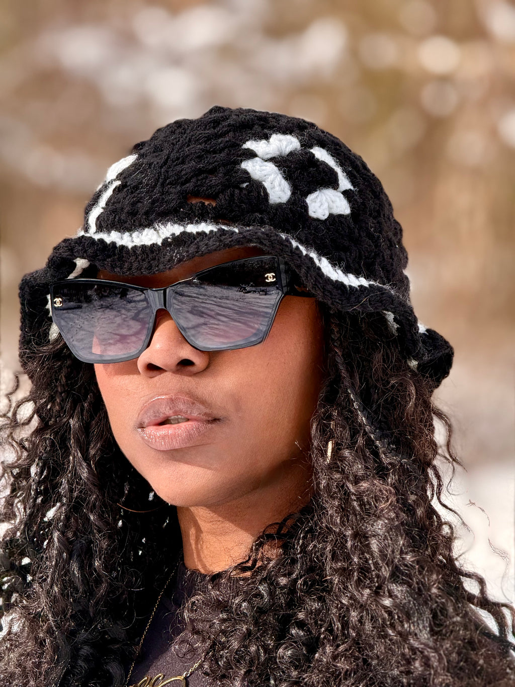 Shadow flower bucket hat