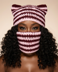 Stripe open face cat mask